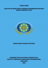 Kualitas Es Krim Vanila Dengan Penambahan Ekstrak Bunga Cempaka Putih