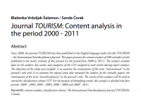 Journal TOURISM Content analysis in the period 2000 2011 (E-Journal)