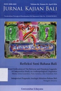 Jurnal Kajian Bali : Refleksi Seni Bahasa Bali