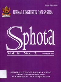 Jurnal Linguistik Dan  Sastra SPHOTA Vol.8  No.:2  September 2016